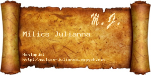 Milics Julianna névjegykártya